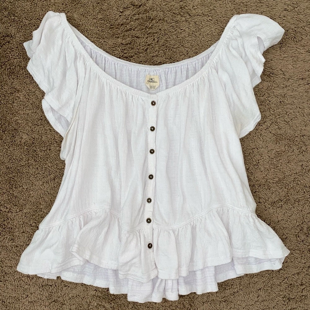 White flowy top